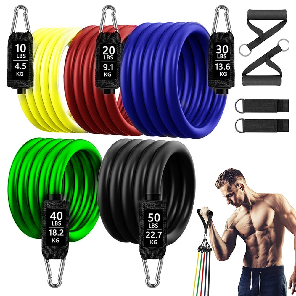 150/250lb Pull Rope Fitness Exercises Resistance Bands Set Elastic Yoga Band Indoor BodyHome Workout