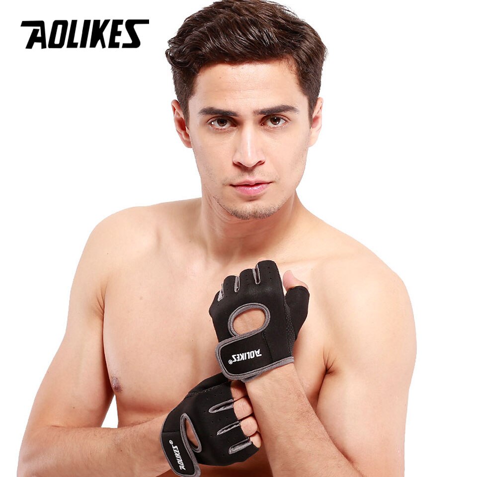 AOLIKES Fitness Half Finger Gloves Weight Lifting Breathable Training Gloves Anti-slip Men Women S/M/L