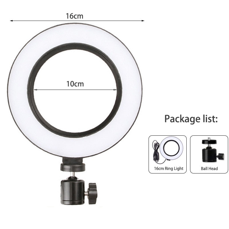 10 Inch LED Selfie Ring Light profissional USB Ring Lamp Photography Photo with Phone Holder