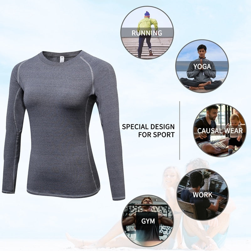 New Women Gym Casual Yogawear Yoga Shirts Long Sleeve Workout Tops Fitness