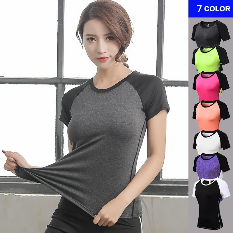 Gym T shirt Compression Tights Women&#39;s Sport Tshirt Quick Drying Rashguad