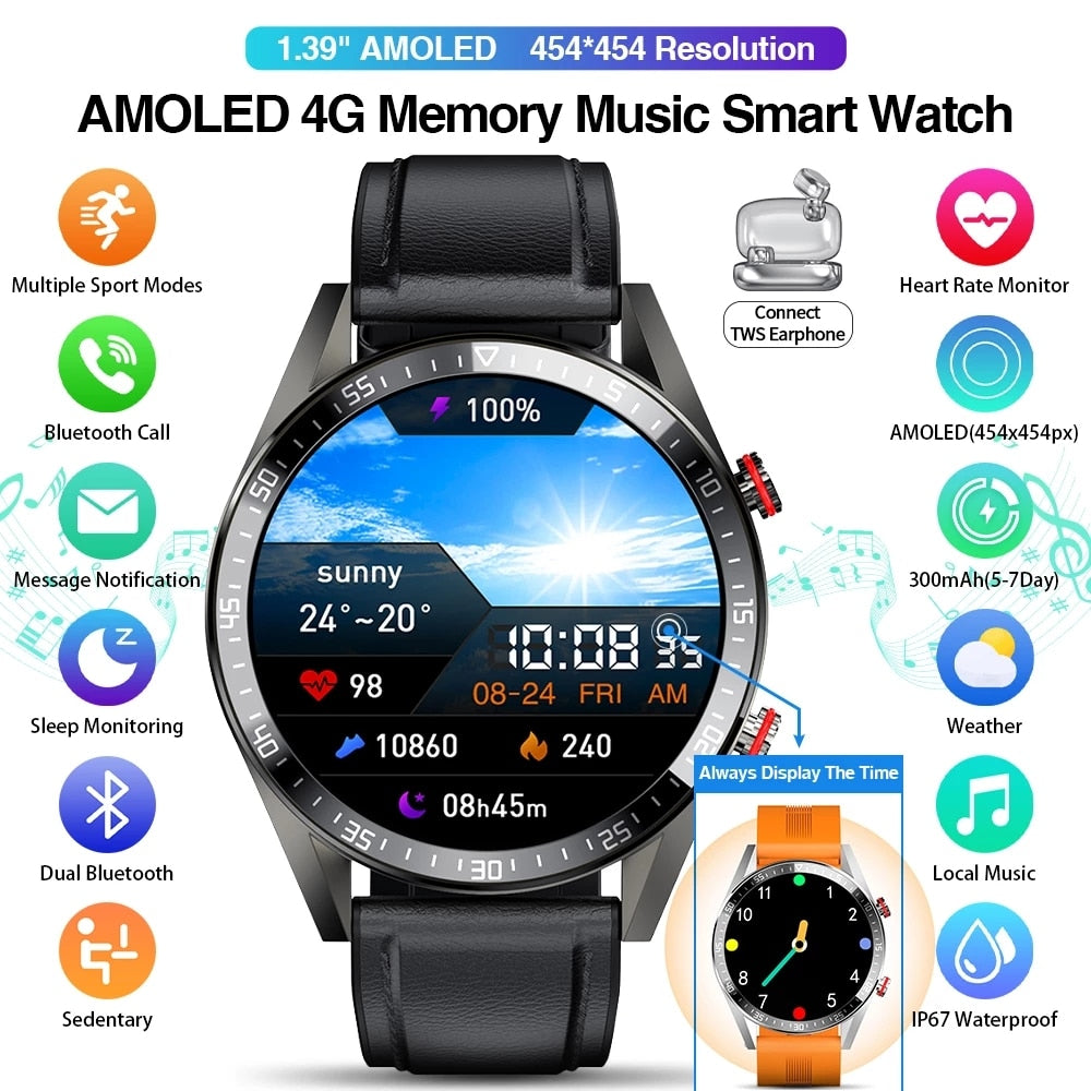 2022 New 454*454 Screen Smart Watch Always Display The Time Bluetooth Call Local Music Smartwatch