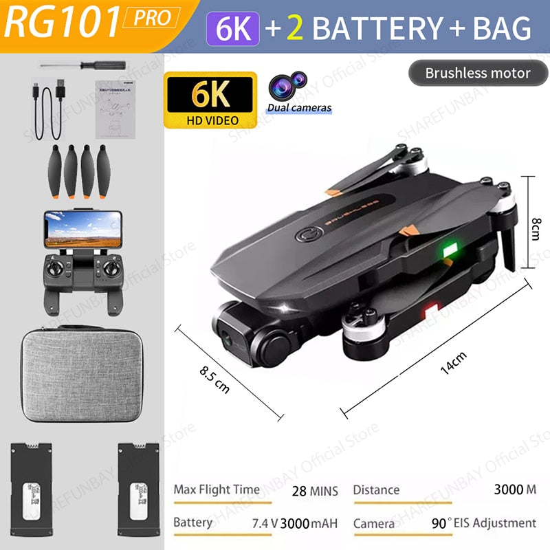 2022 NEW RG101 MAX GPS Drone 8K Professional Dual HD Camera FPV 3Km Aerial Photography Brushless