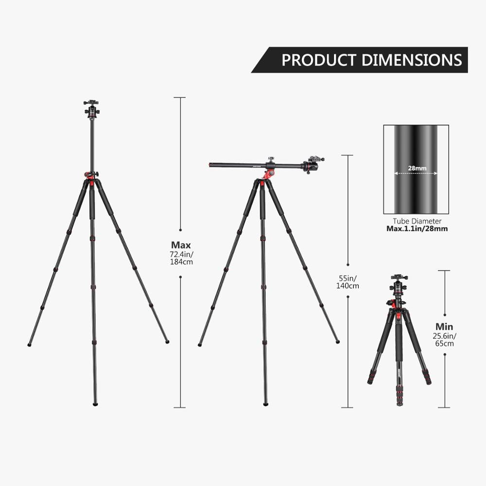 Neewer 184cm Aluminum Camera Tripod Monopod, 360 Degree Rotatable Center Column