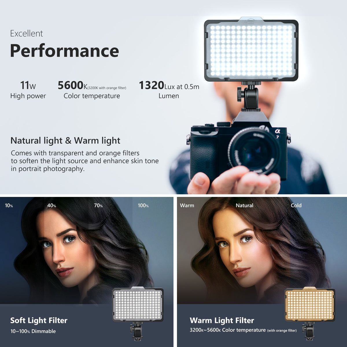 Neewer Photo Studio 176 LED Ultra Bright Dimmable on Camera Video Light