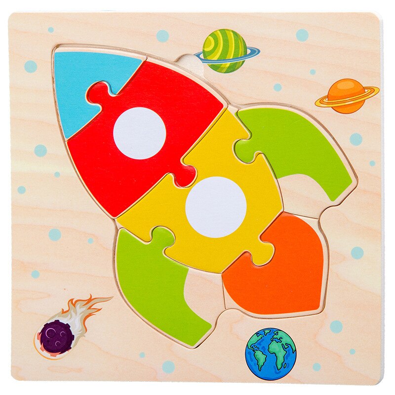 Wooden Toys 3D Puzzle Jigsaw Board Montessori Toys for Children Kids Baby Early Educational