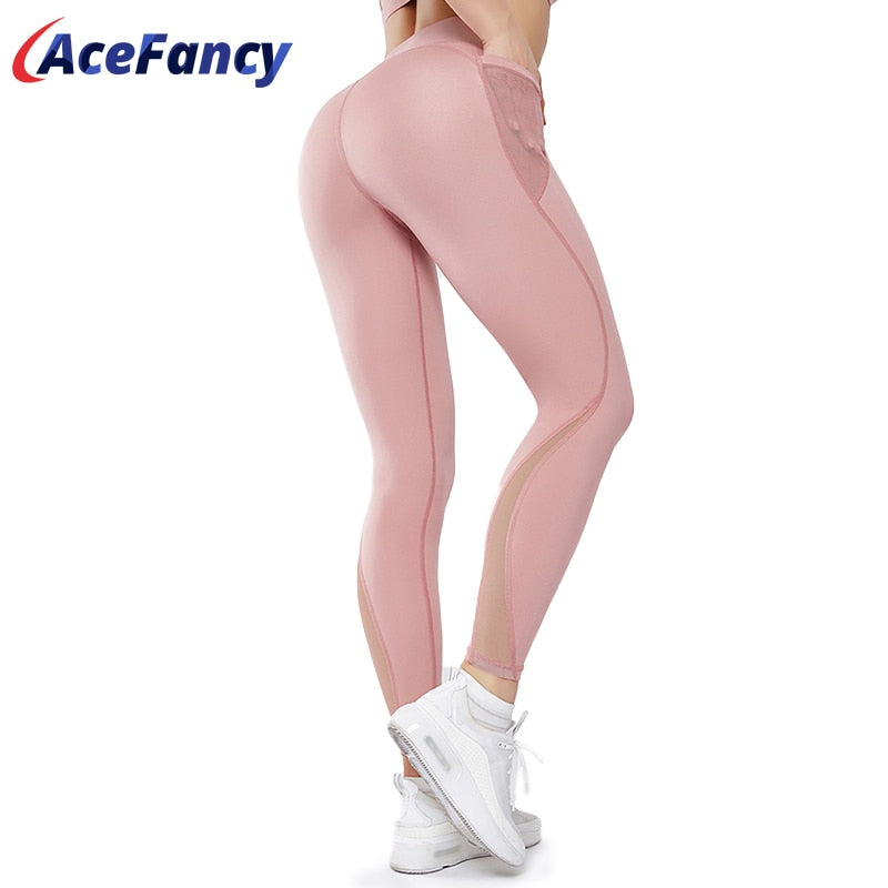 Fitness Leggings with Pocket Seamless Sport Leggings Fitness Compression T1901