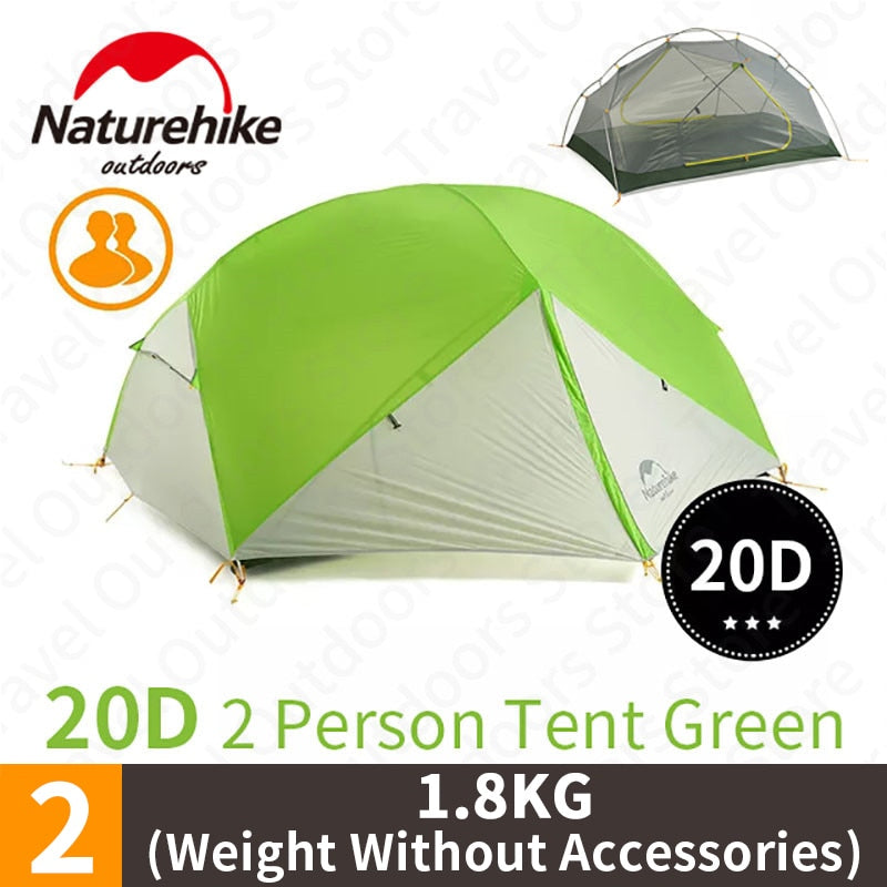 NatureHike Mongar Camping Tent 2 Persons Ultralight 20D Nylon Silicone Outdoor Hiking