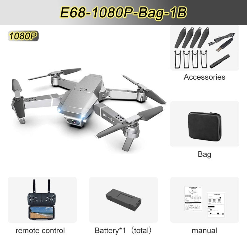 Drone 4K 1080P HD Camera Wifi FPV Air Pressure Altitude Hold Mode Foldable Quadcopter