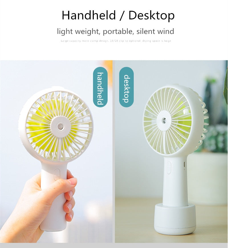 Battery Portable Water Spray Mist Fan Electric USB Rechargeable Handheld Mini Fan Cooling Air