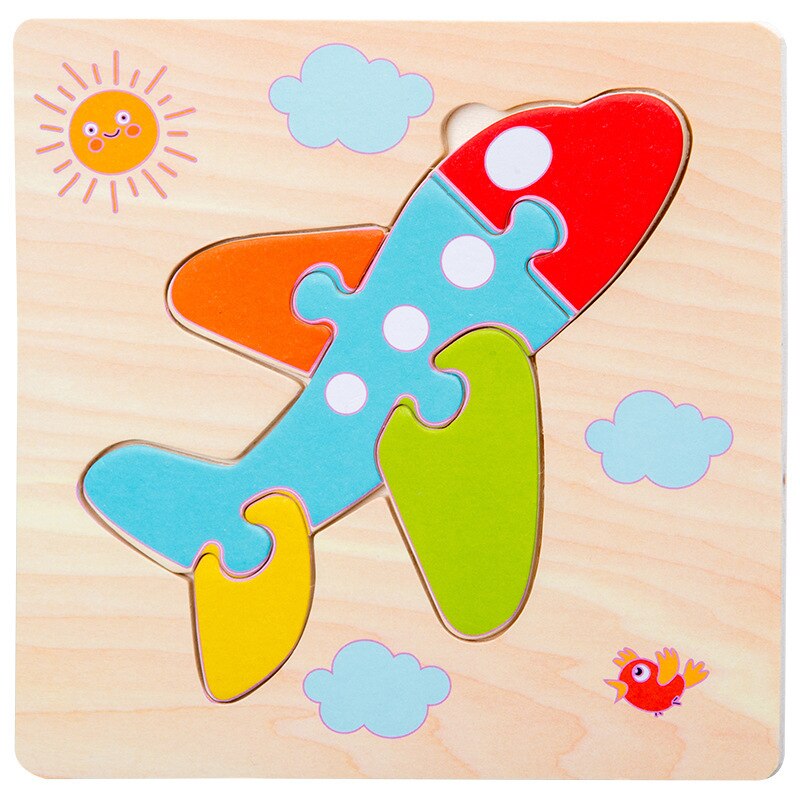 Wooden Toys 3D Puzzle Jigsaw Board Montessori Toys for Children Kids Baby Early Educational