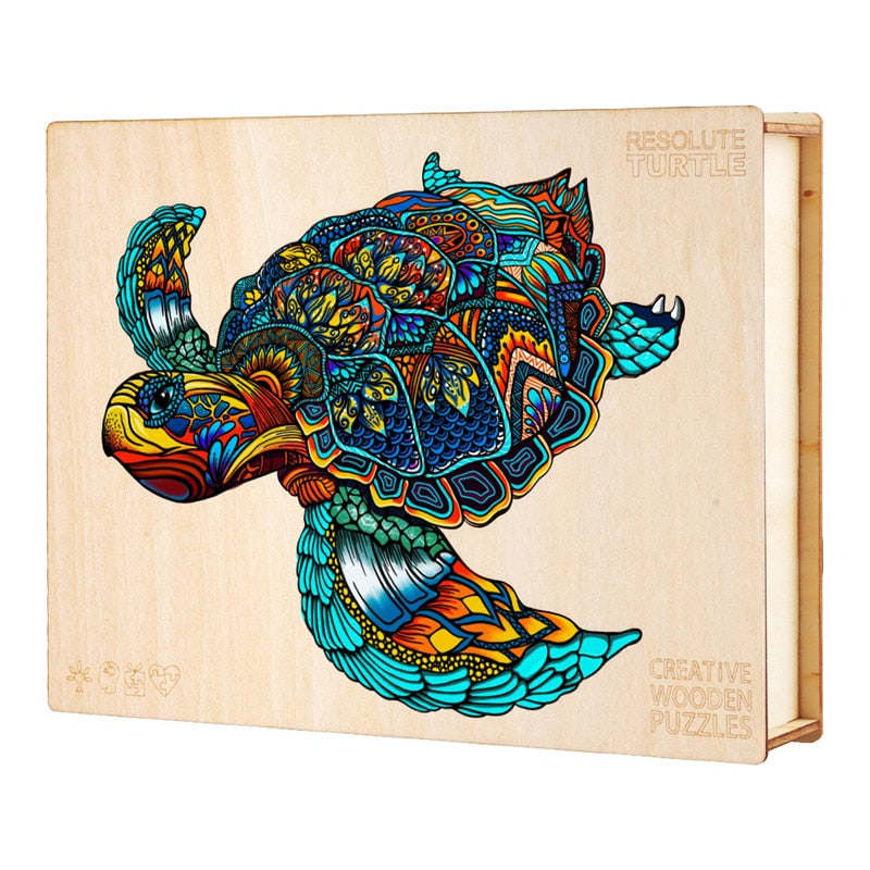 Animal Wooden Puzzle For Adults Kids Turtle Wooden Jigsaw Puzzle Board Set 3D Puzzle Toys