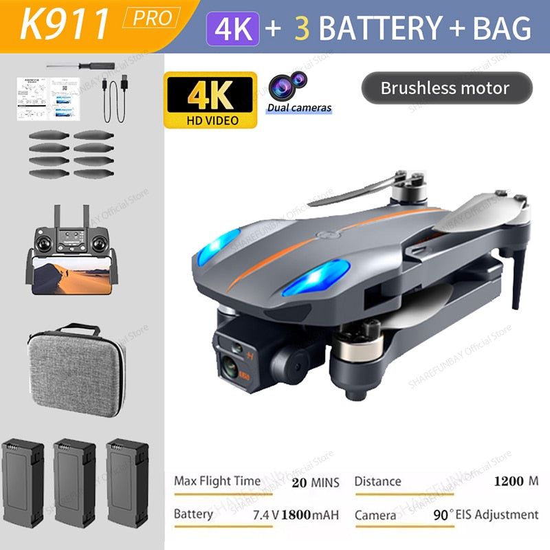 2022 NEW K911 MAX GPS Drone 8K Professional Dual HD Camera 1.2Km Aerial Motor Foldable Quadcopters