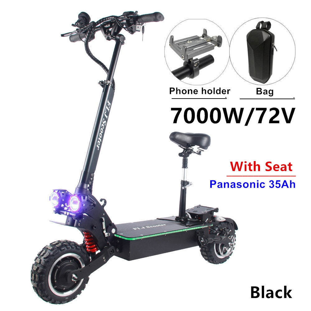 FLJ 72V 7000W Electric Scooter with Dual motors engines acrylic led pedal Top Speed