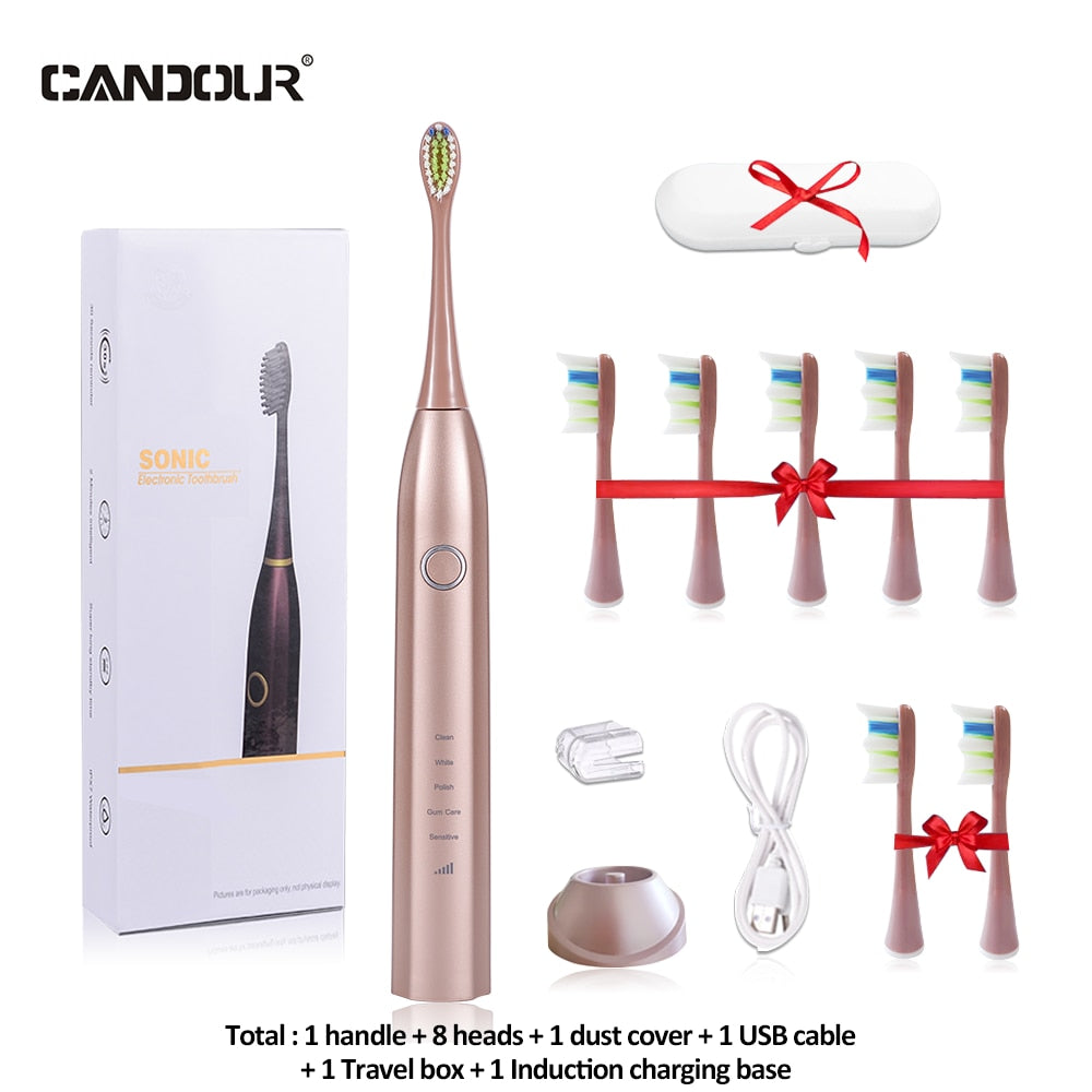 CANDOUR CD-5168 Sonic Electric Toothbrush Rechargeable Toothbrush IPX8 Waterproof 15 Mode