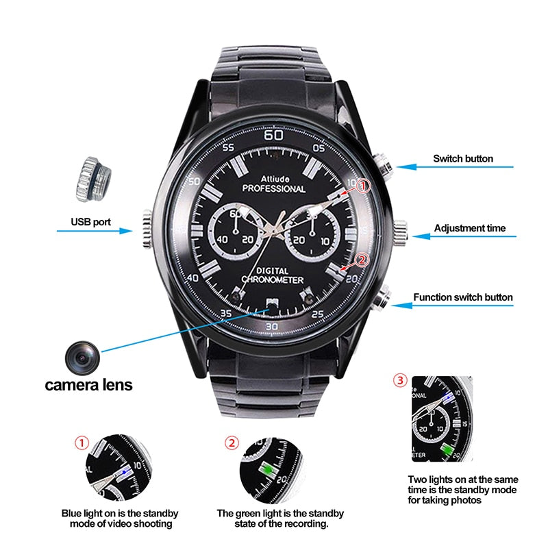 HD 1080P Video Recorder Mini Camera Watch with Cameras Voice Recorder Micro