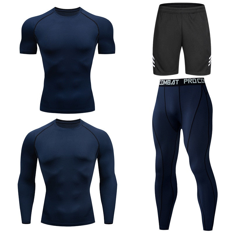 Men's Compression Running Set Football Basketball Cycling Fitness Sport Wear Kits Teenager