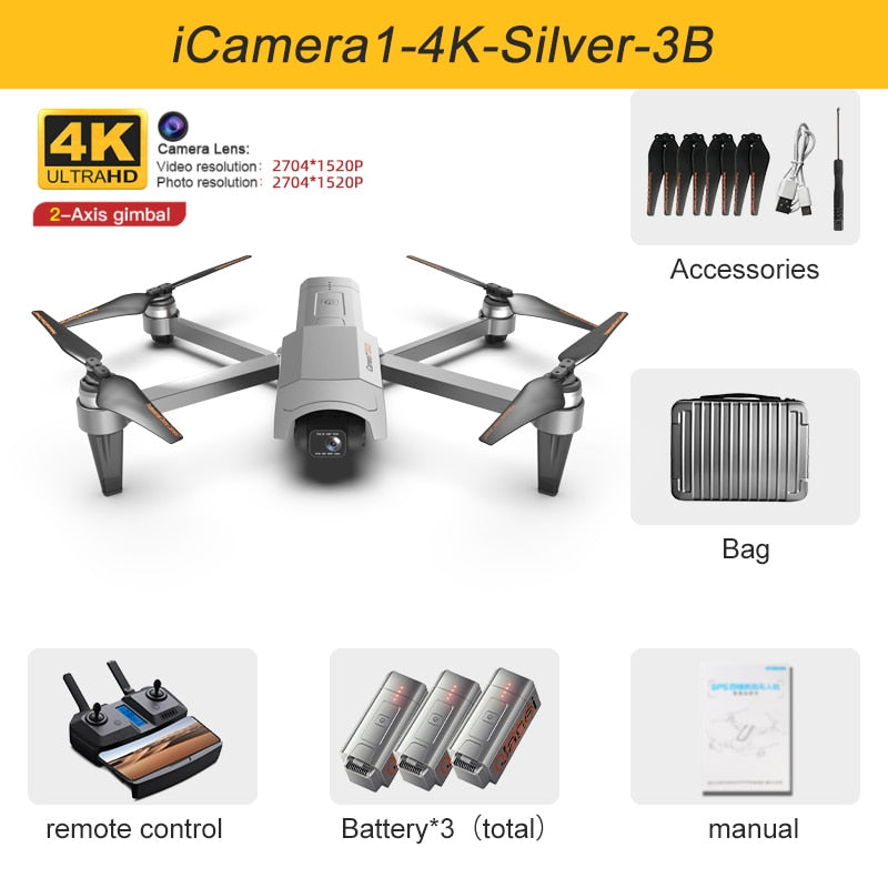 2022 New GOD GPS Drone 4K HD Camera Anti-Shake 2-Axis Gimabal Brushless Motor 5KM RC Quadcopter