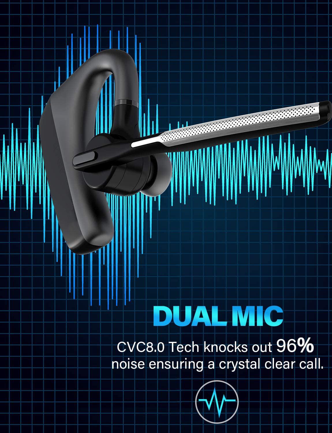 Bluetooth Earphones Wireless Headset HD Headphone With CVC8.0 Dual Microphone Noise