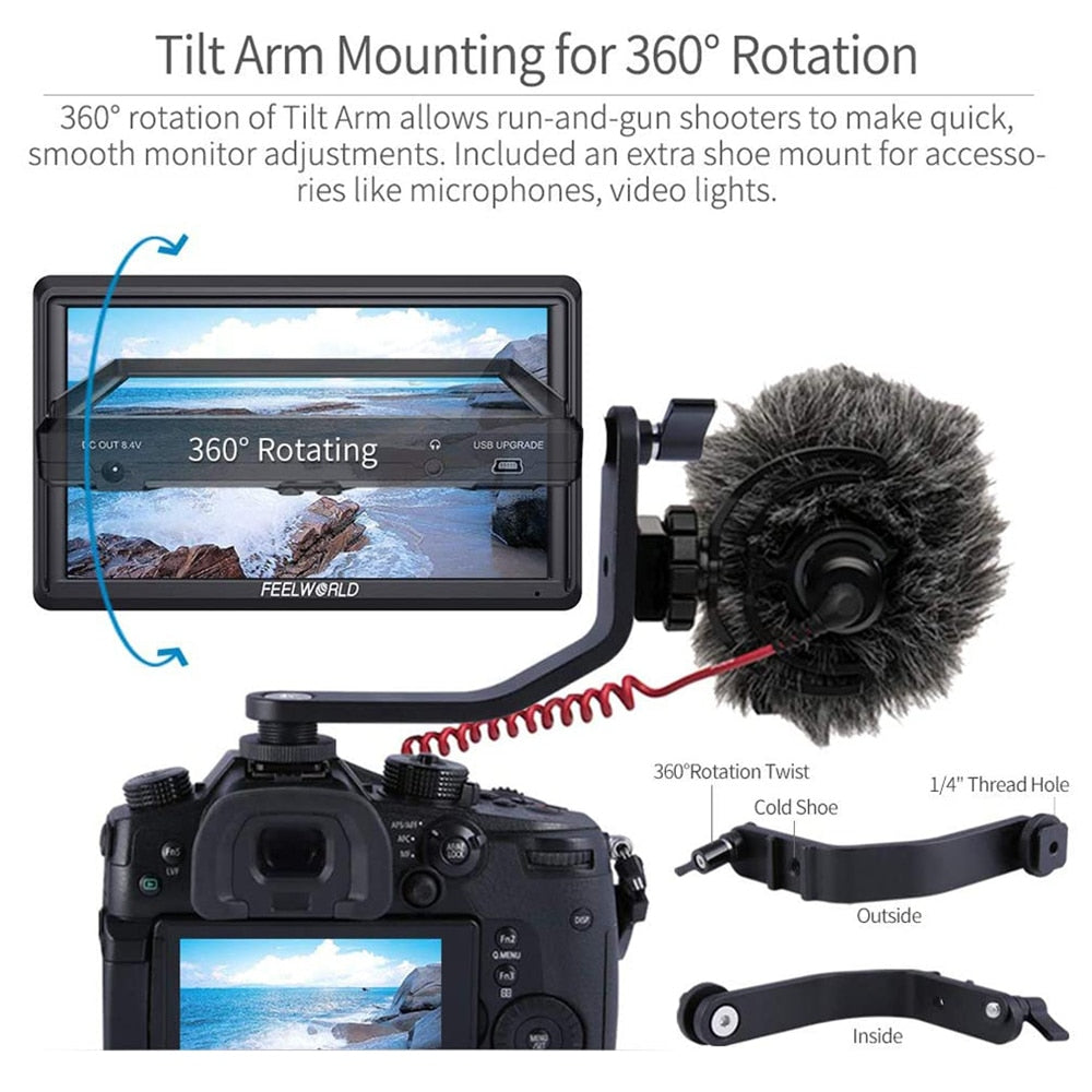 FEELWORLD 5.5 Inch 4k Portable Camera DSLR Field Monitor HDMI Input Output Small Full HD 1280x720