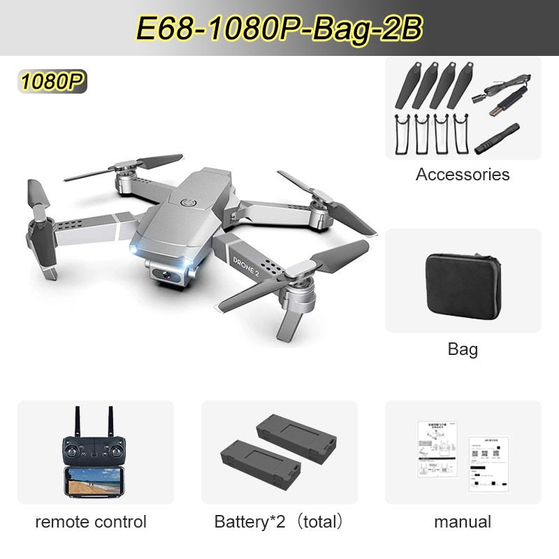 Drone 4K 1080P HD Camera Wifi FPV Air Pressure Altitude Hold Mode Foldable Quadcopter