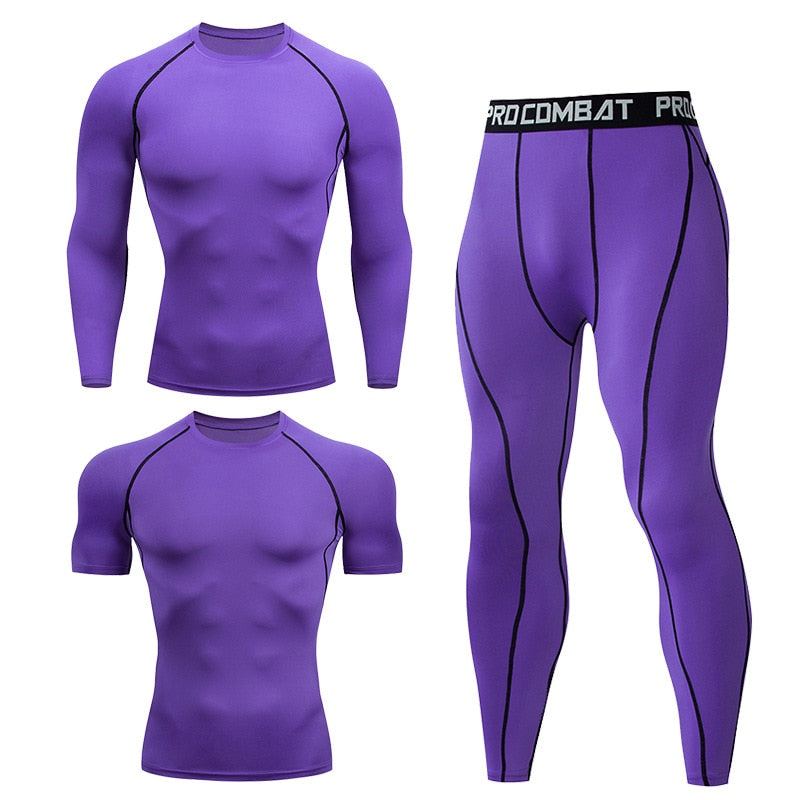 Men's Compression Running Set Football Basketball Cycling Fitness Sport Wear Kits Teenager