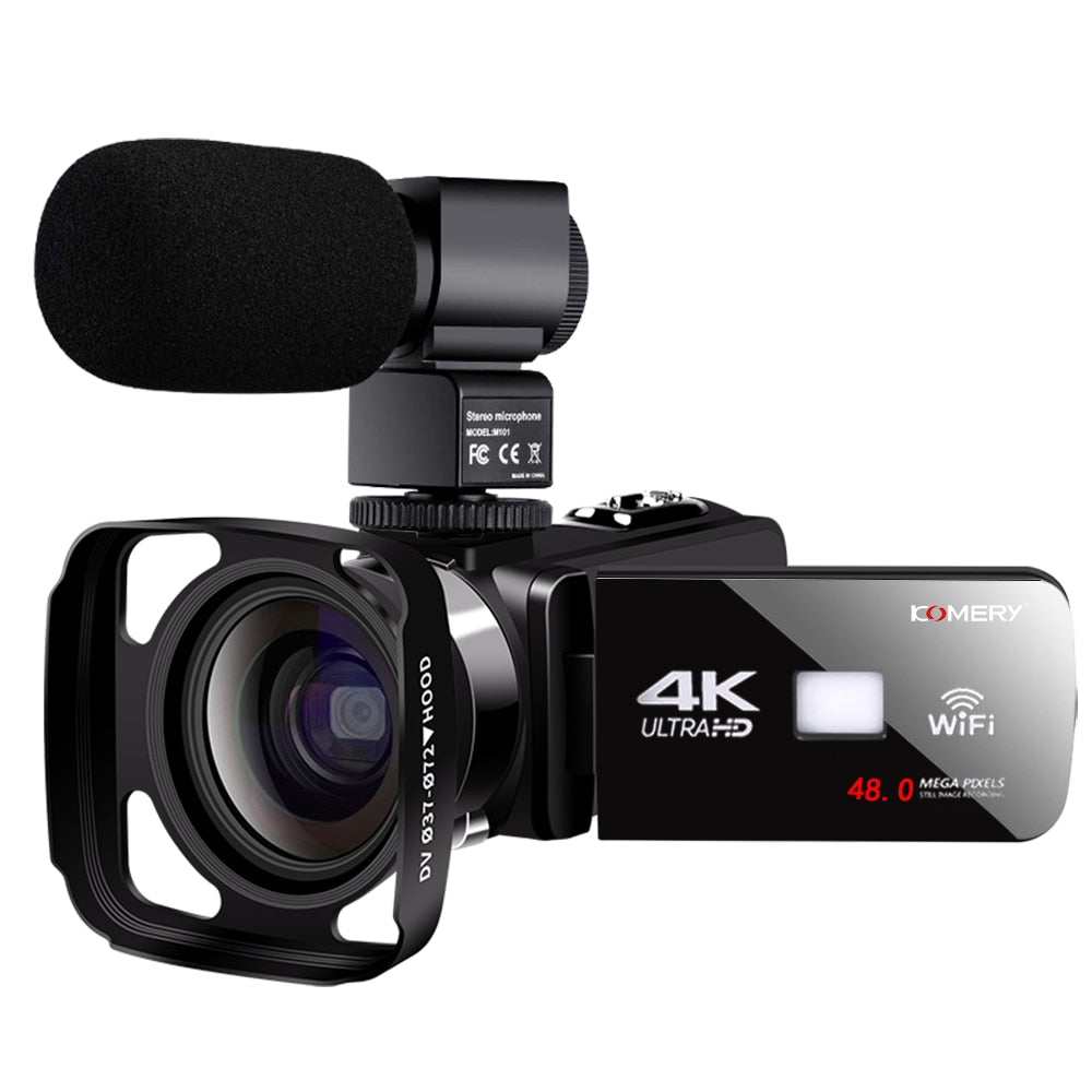 4K Video Camera with Microphone UHD Camcorder for Live Stream WiFi Remote Control Night Vision