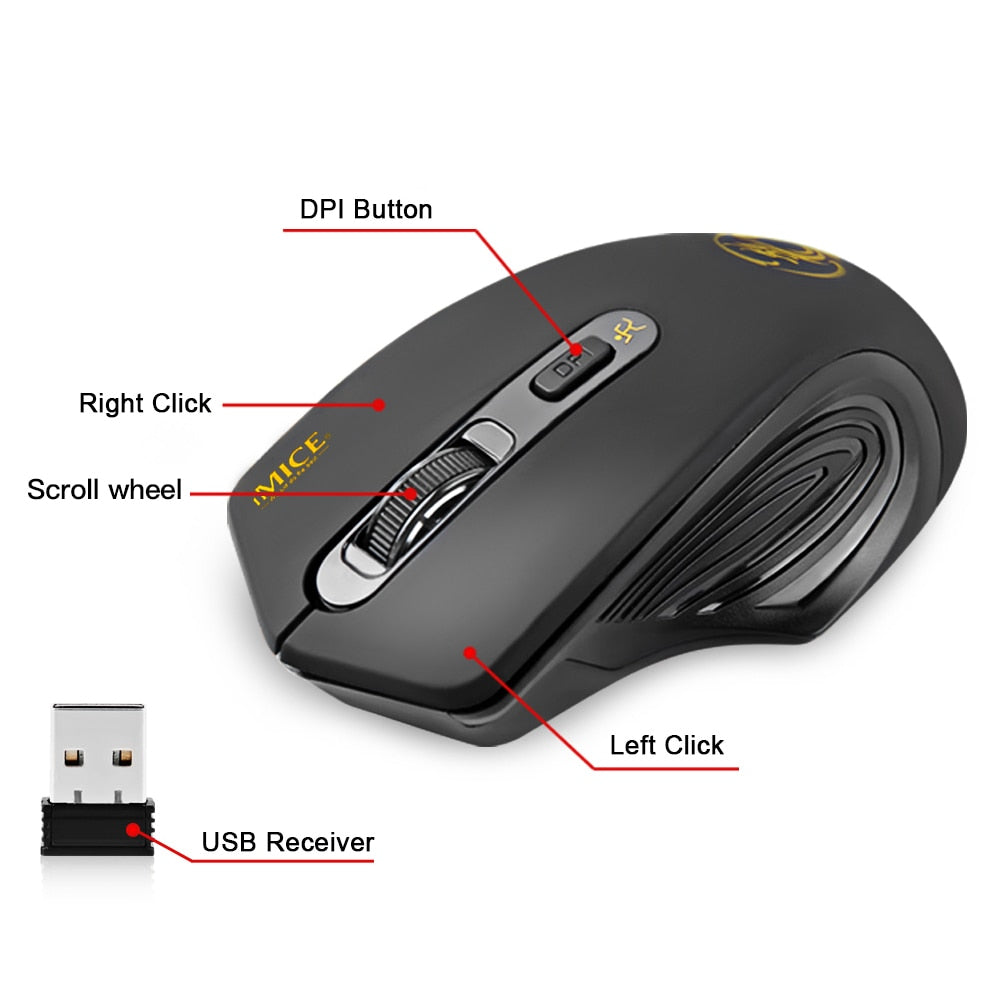 iMice Wireless Mouse 4 Buttons 2000DPI Mause 2.4G Optical USB Silent Mouse Ergonomic