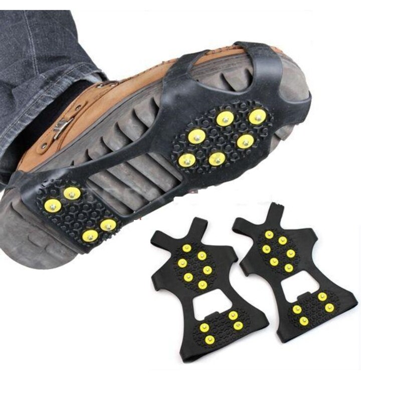 10 Studs Anti-Skid Snow Ice Thermo Plastic Elastomer Climbing Shoes Cover Spikes Grips