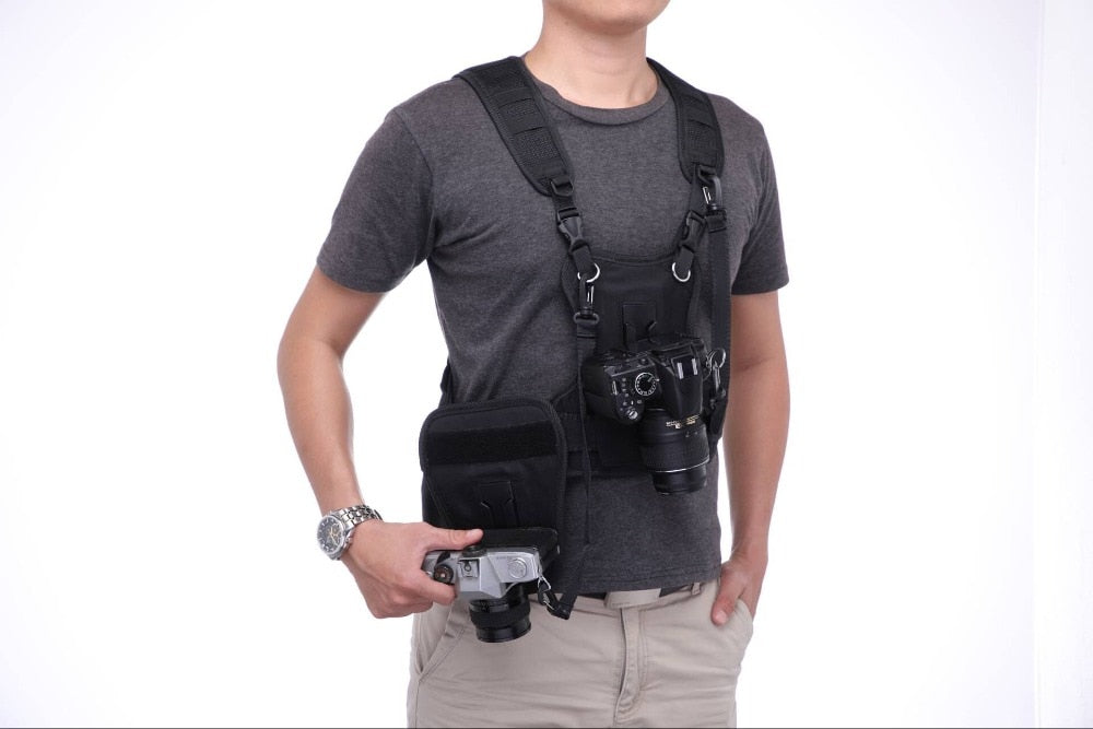 Carrier II Multi Dual 2 Camera Carrying Chest Harness System Vest Quick Strap with Side Holster