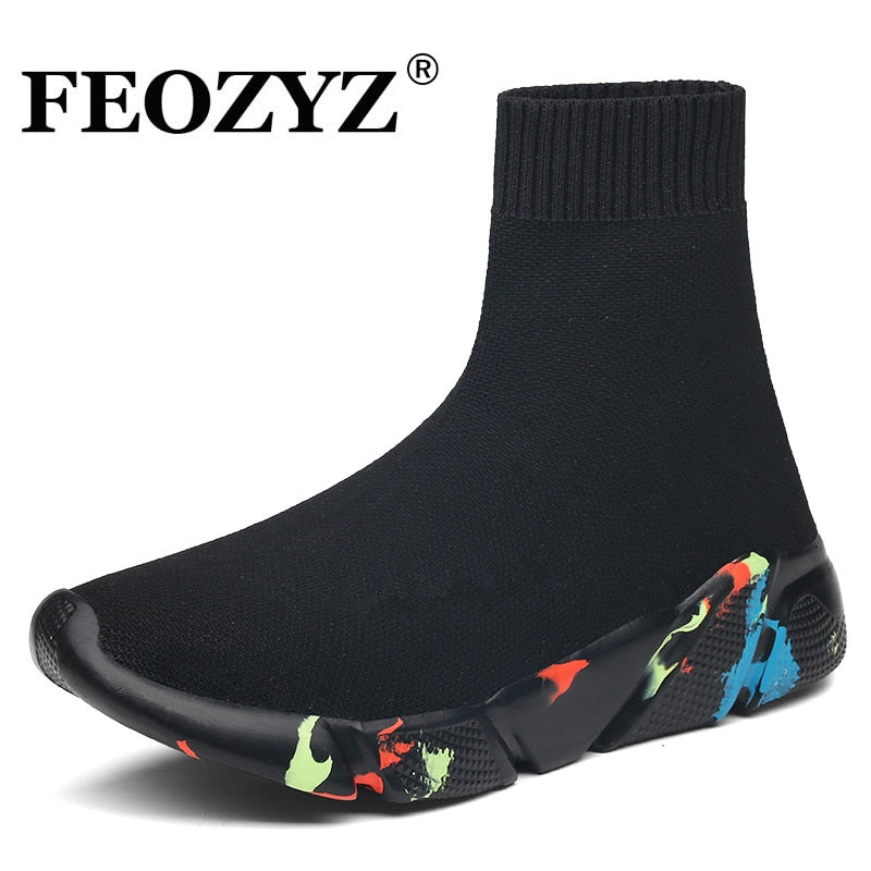 FEOZYZ Sneakers Women Men Knit Upper Breathable Sport Shoes Sock Boots Woman