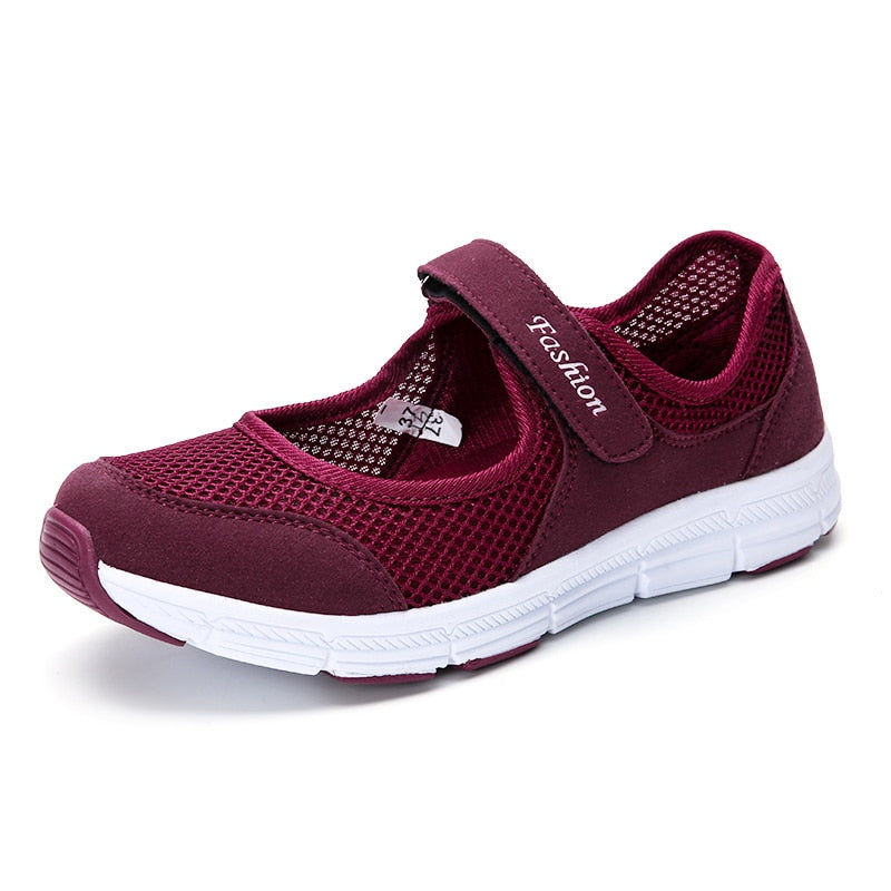 Summer Breathable Women Sneakers Healthy Walking Mary Jane Shoes Sporty Mesh