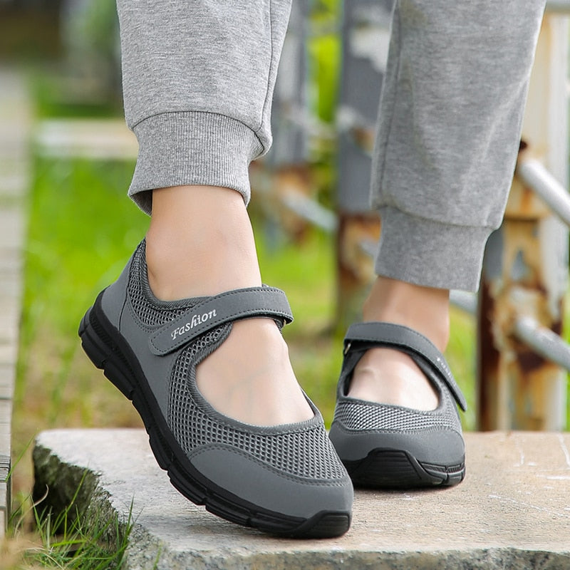 Summer Breathable Women Sneakers Healthy Walking Mary Jane Shoes Sporty Mesh