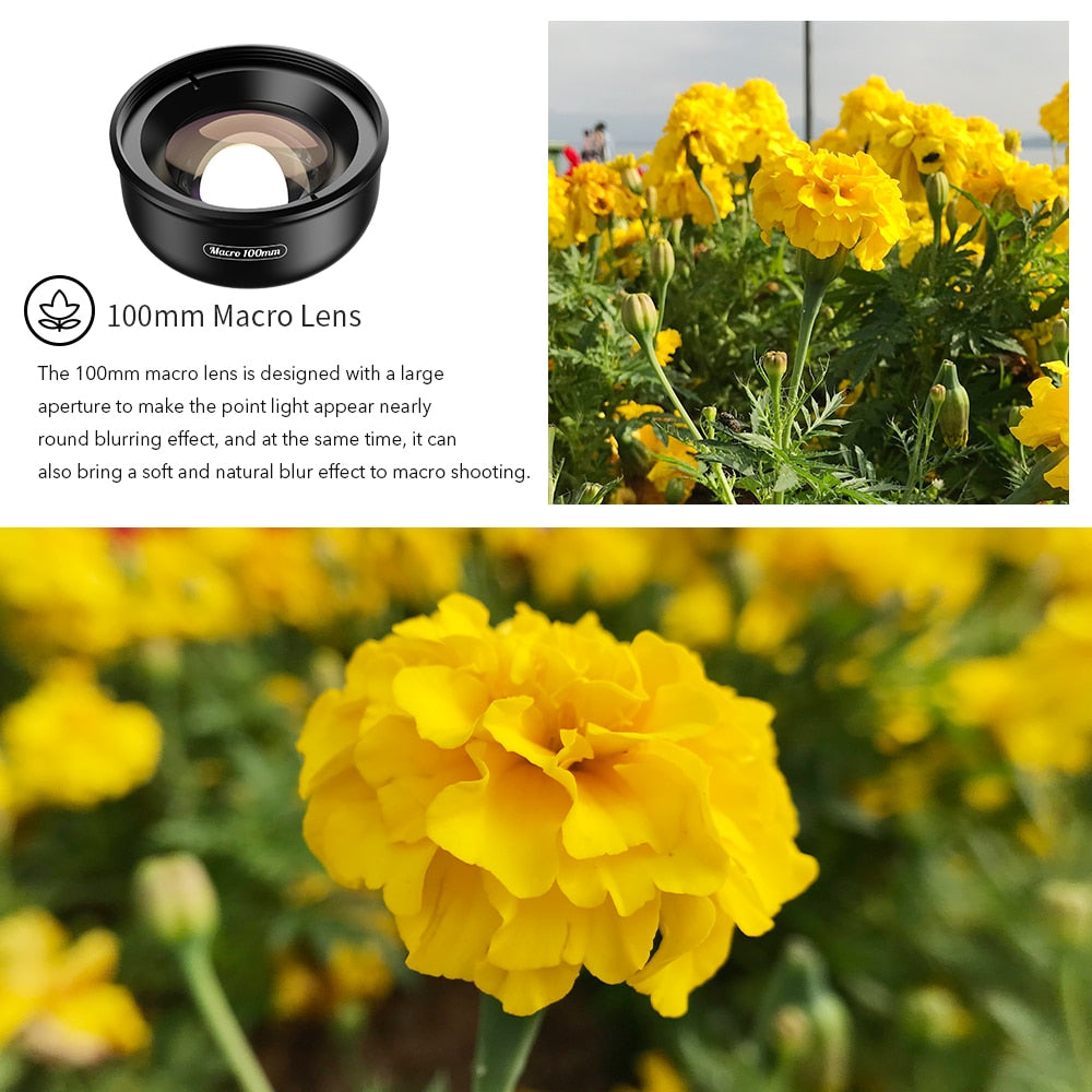 APEXEL 100mm Super Macro Phone Camera Lens HD Optic 10x Macro Lens Mobile Camcorder