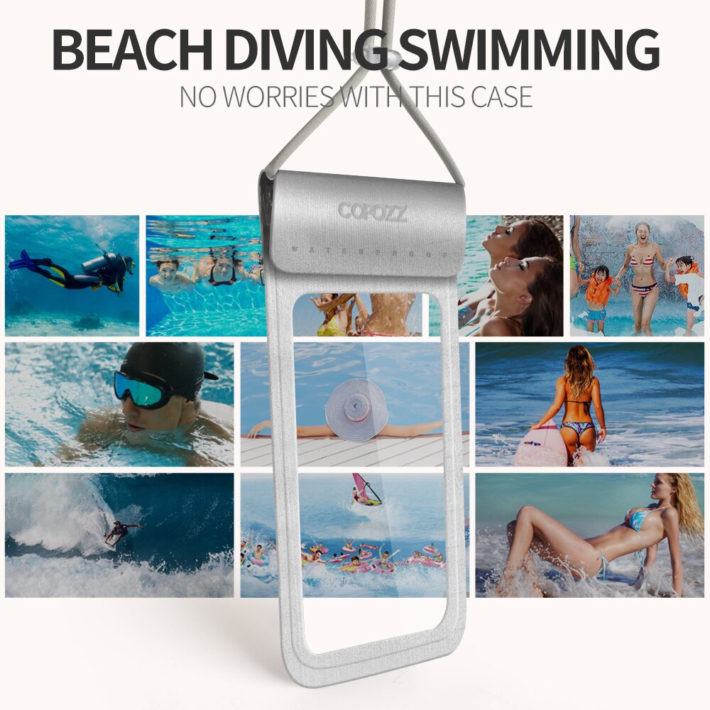 COPOZZ Waterproof Phone Case Cover Touchscreen Cellphone Dry Diving Bag