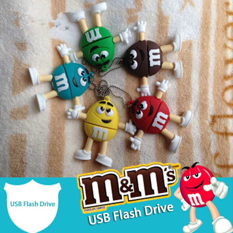 Usb Flash Drive Cartoon Chocolate M&M Flash Memory Card Pen Drive 32GB Usb Stick