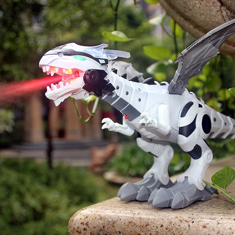 Large Spray Mechanical Dinosaurs With Wing Cartoon Electronic Walking Animal Model