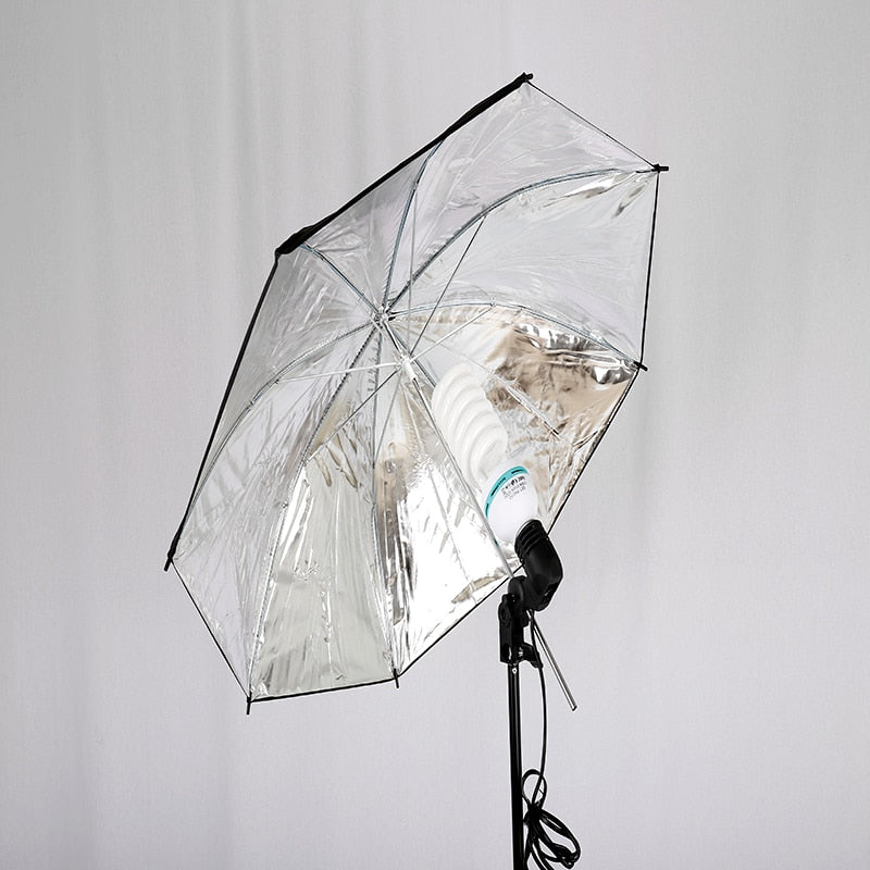 CY 1Pcs 83cm 33" Photo Studio Video Flash Light Grained Umbrella Reflective Reflector Black Sliver