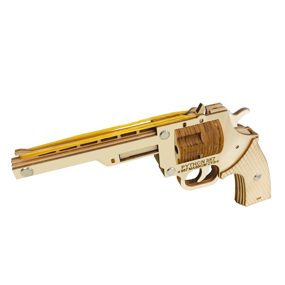 Semi-auto Rubber Band Cutting 3D Wooden Puzzle Gun Woodcraft Assembly Kit RevolverShooting Toy Boys