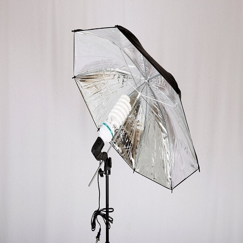 CY 1Pcs 83cm 33" Photo Studio Video Flash Light Grained Umbrella Reflective Reflector Black Sliver