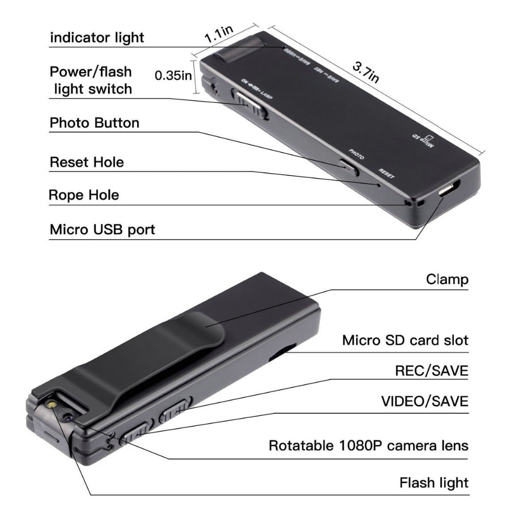 Vandlion A3 Mini Digital Camera HD Flashlight Micro Cam Magnetic Body Camera Motion Detection