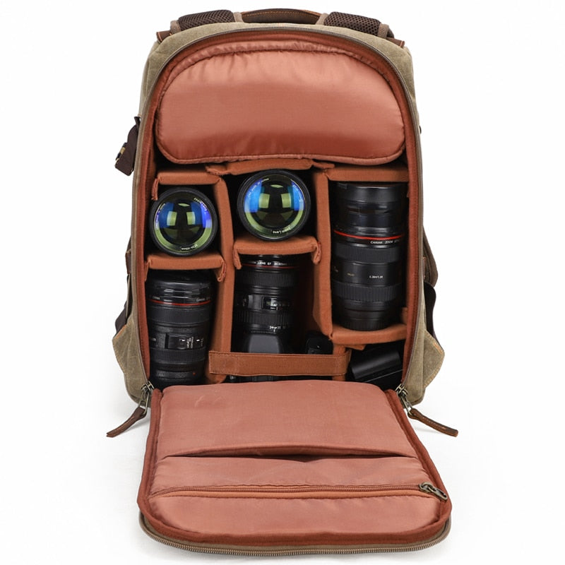 Retro Batik Waterproof Canvas Large Capacity Camera Video Backpack Travel Casual