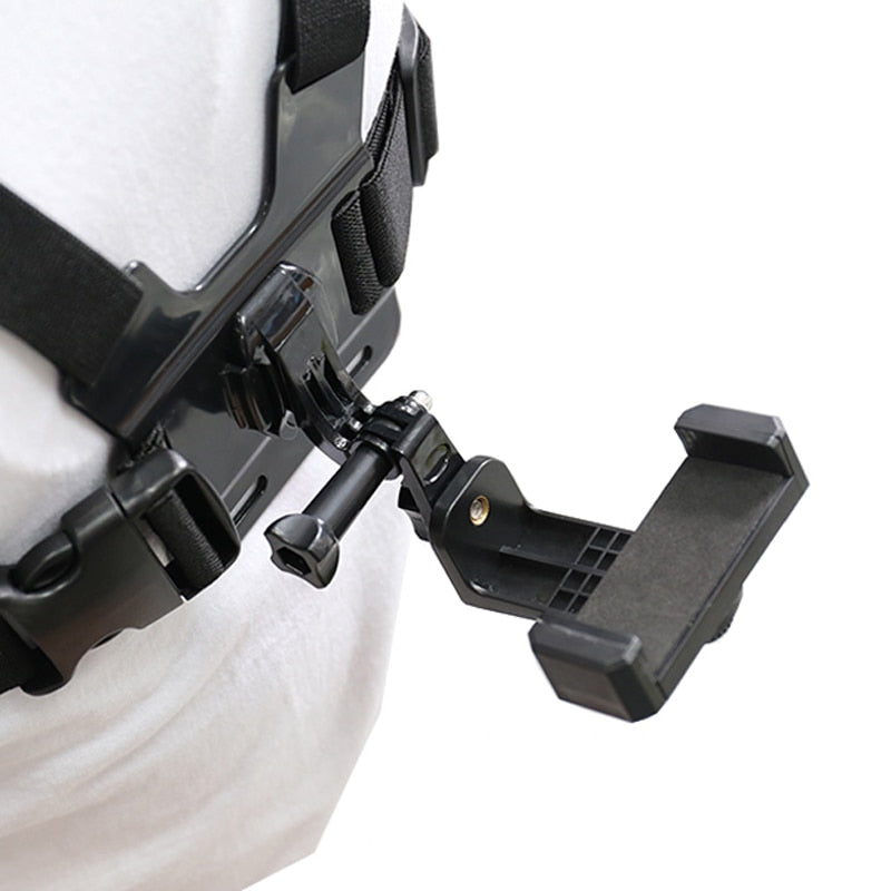 Adjustable Phone Clip Holder with Gopro Chest Belt/ Head Strap