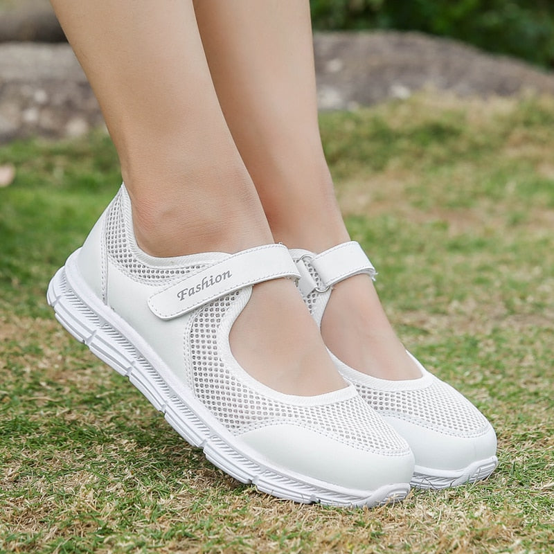 Summer Breathable Women Sneakers Healthy Walking Mary Jane Shoes Sporty Mesh