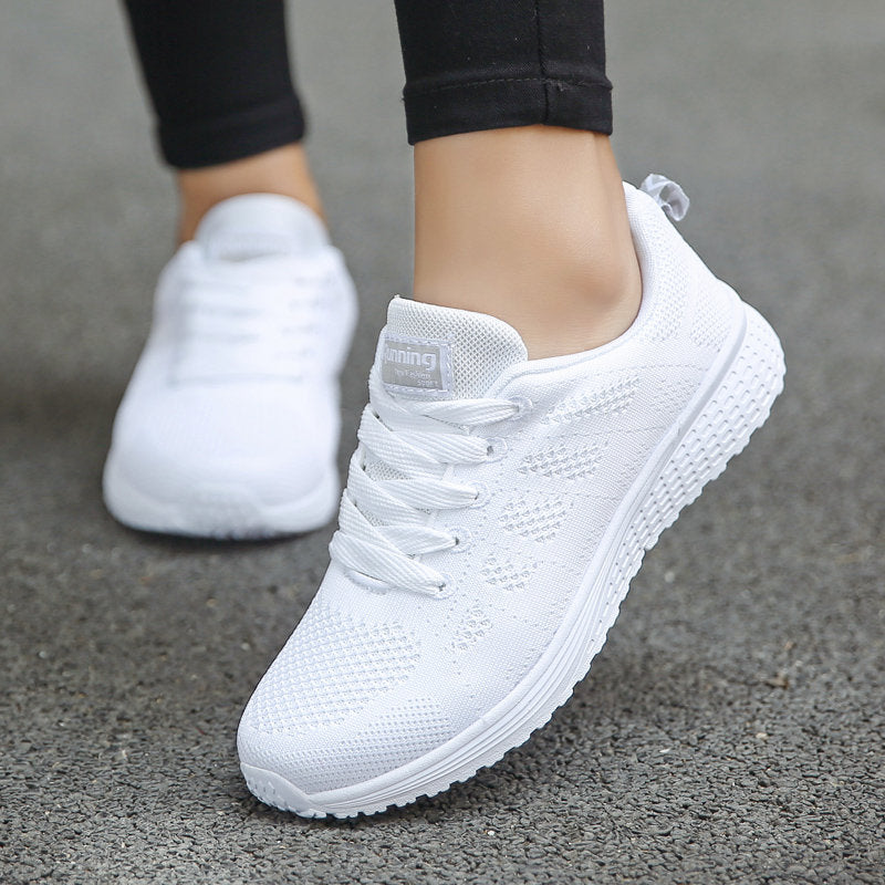 Women Sport Shoes Man Breathable Walking Mesh Lace up Light Flats Sneakers for Woman