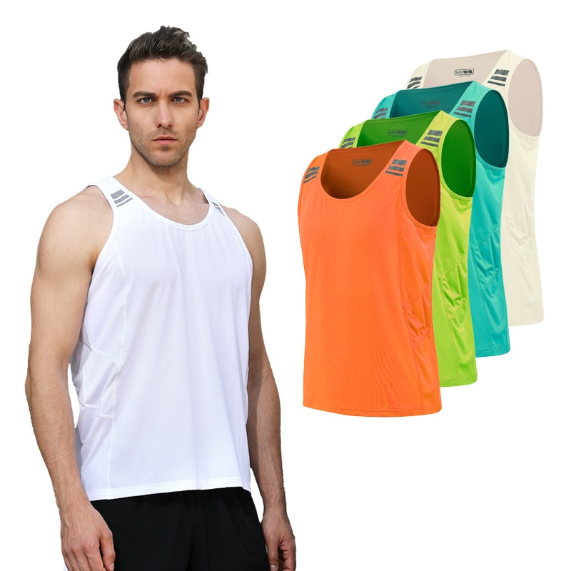 Men Running Vest Summer Mesh Tank Outdoor Gym Sleeveless XS-3XL 2021 Loose Sport