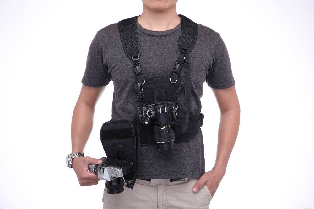 Carrier II Multi Dual 2 Camera Carrying Chest Harness System Vest Quick Strap with Side Holster