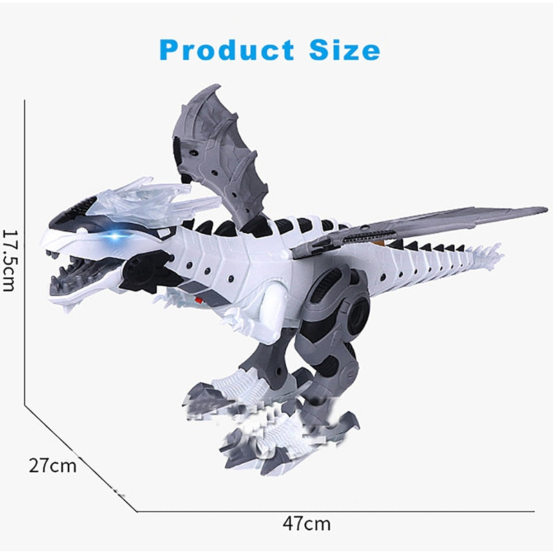 Large Spray Mechanical Dinosaurs With Wing Cartoon Electronic Walking Animal Model