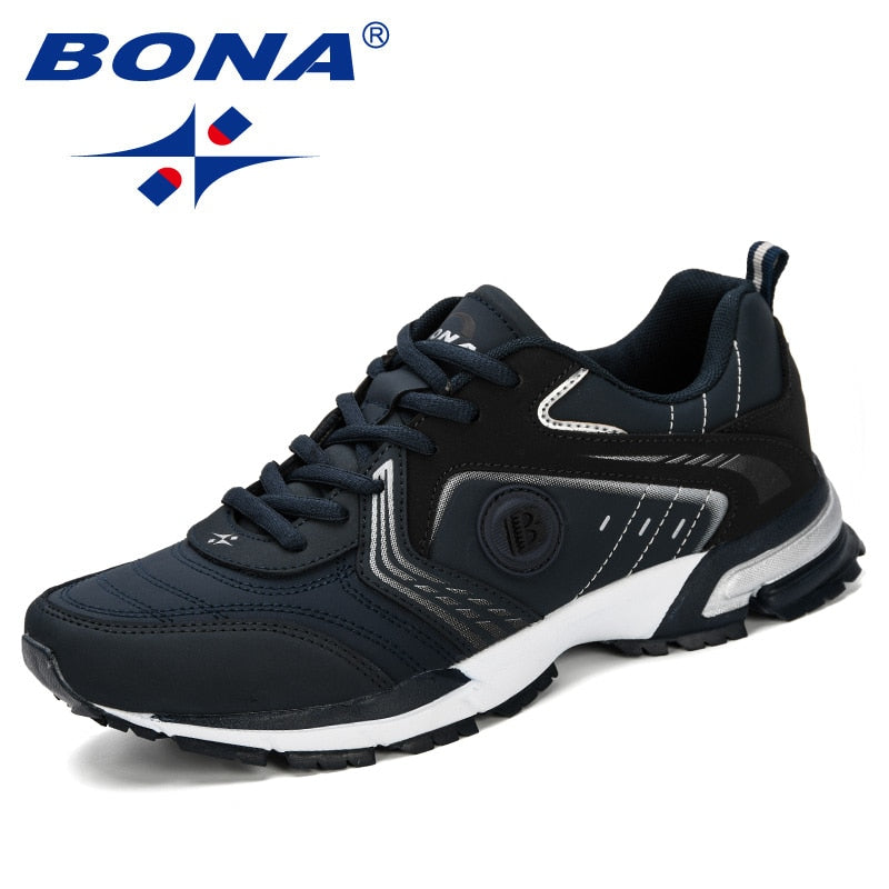 BONA Running Shoes Men Fashion Outdoor Light Breathable Sneakers Man Lace-Up Sports