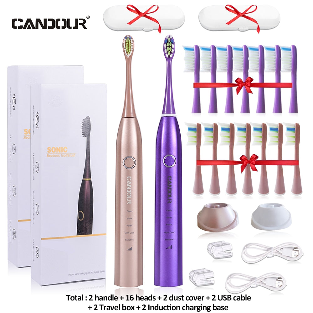 CANDOUR CD-5168 Sonic Electric Toothbrush Rechargeable Toothbrush IPX8 Waterproof 15 Mode